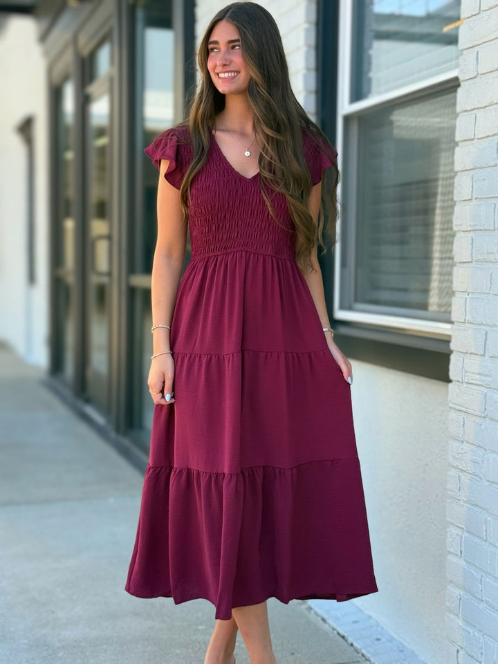 Robin Midi Dress- Burgundy