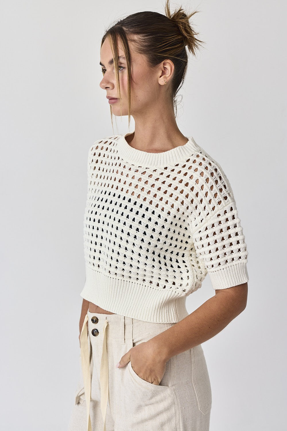 Alina Crochet Top- Cream