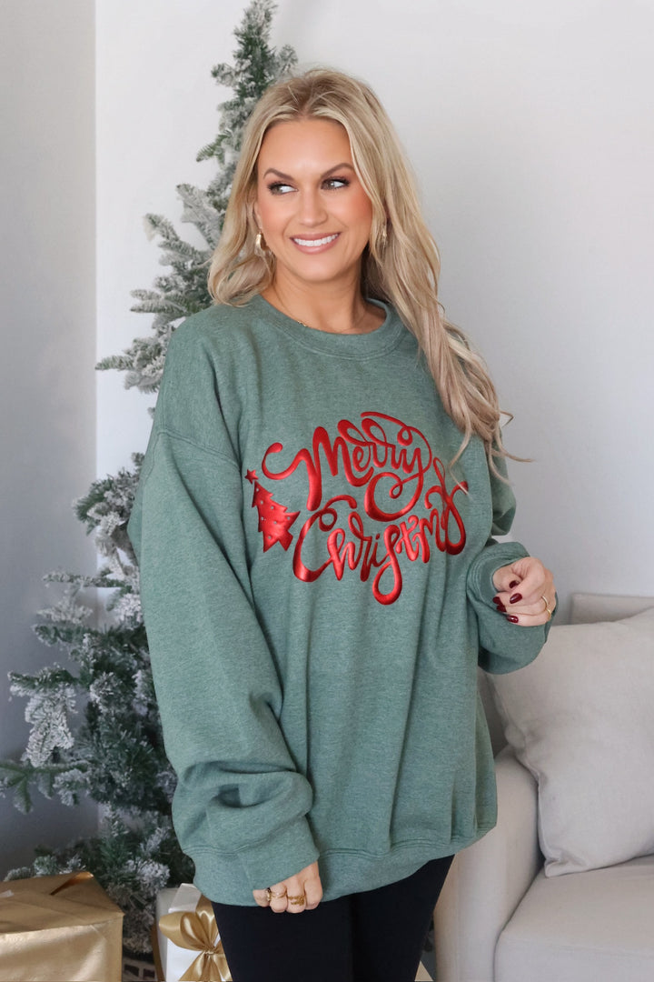 Metallic Merry Christmas Sweatshirt