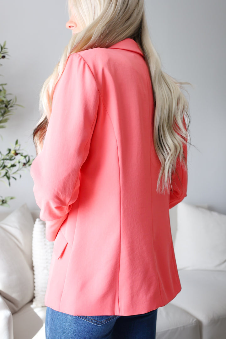 Boardroom Blazer- Coral Sunset