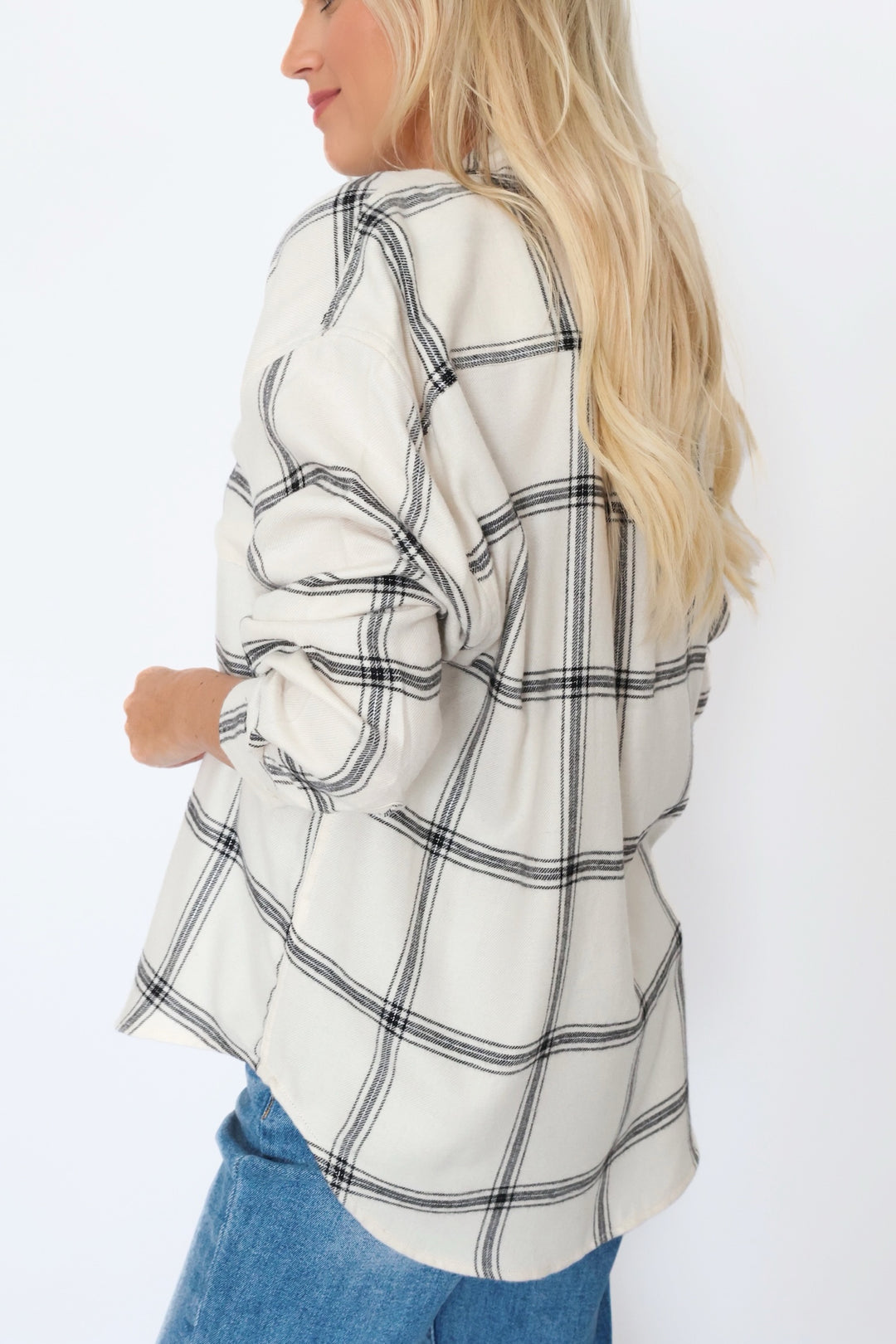 River Plaid Button Up - Sea Salt