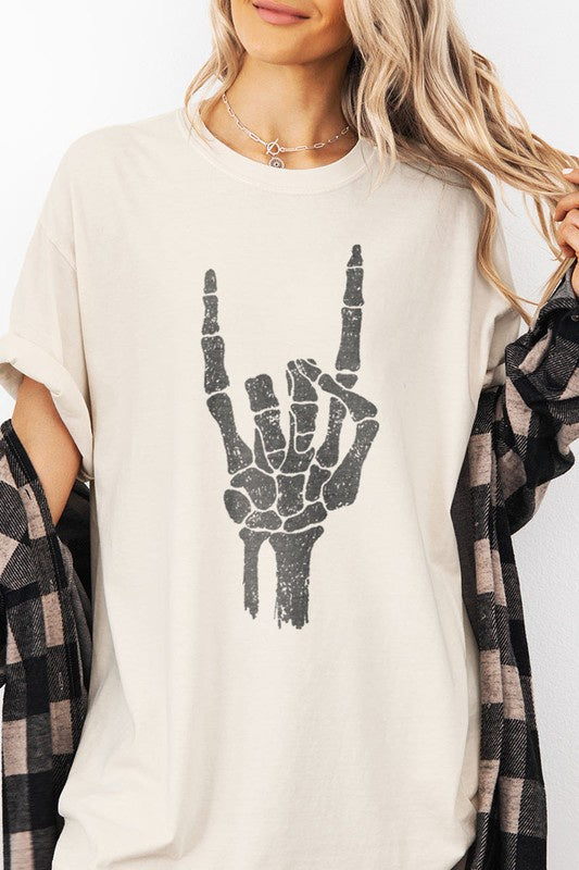 Rock And Roll Skeleton Graphic Tee- Fianl Sale