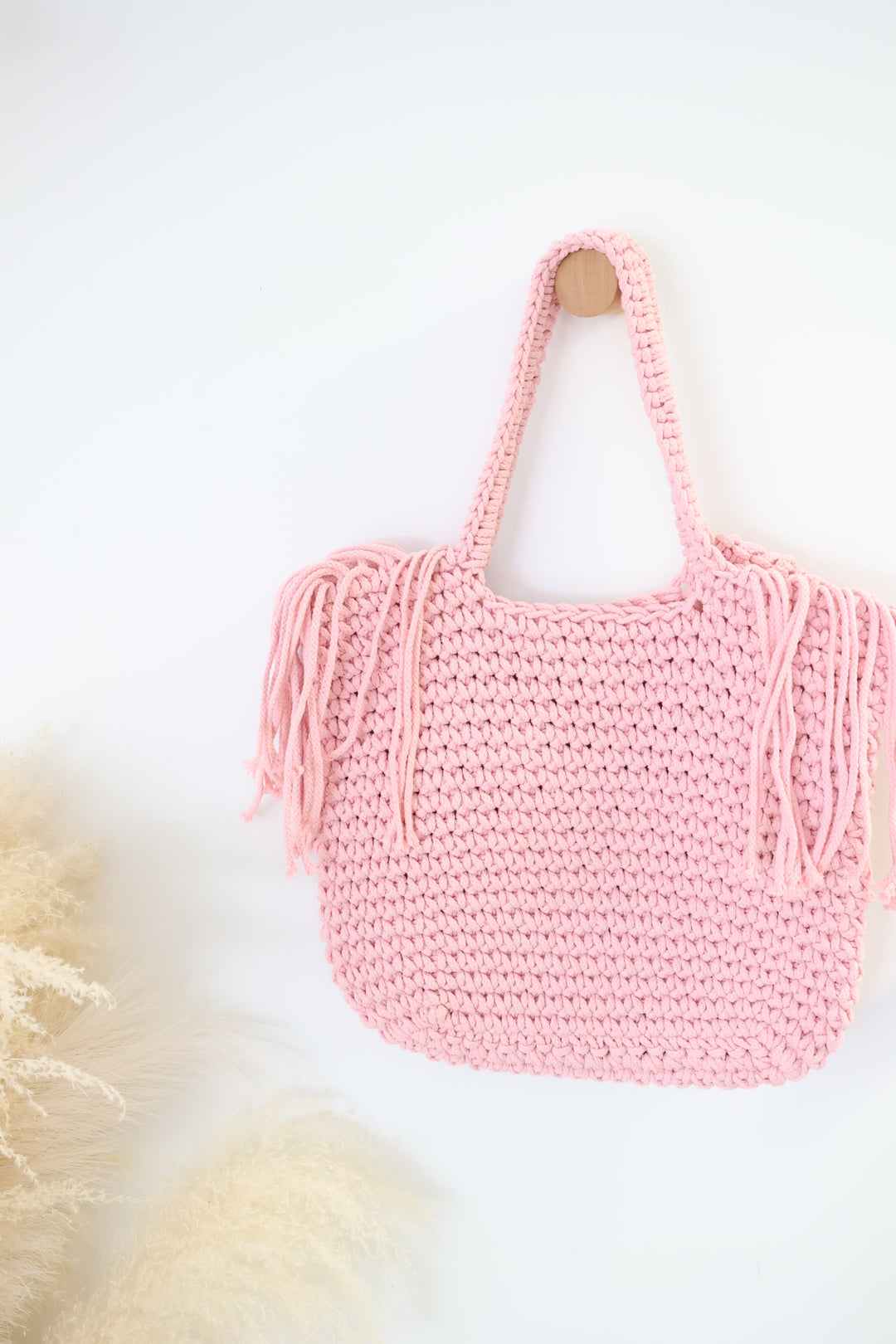 Gracie Macrame Satchel- Pink (FINAL SALE)