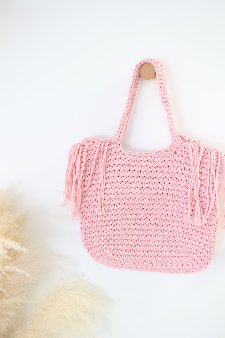 Gracie Macrame Satchel- Pink (FINAL SALE)