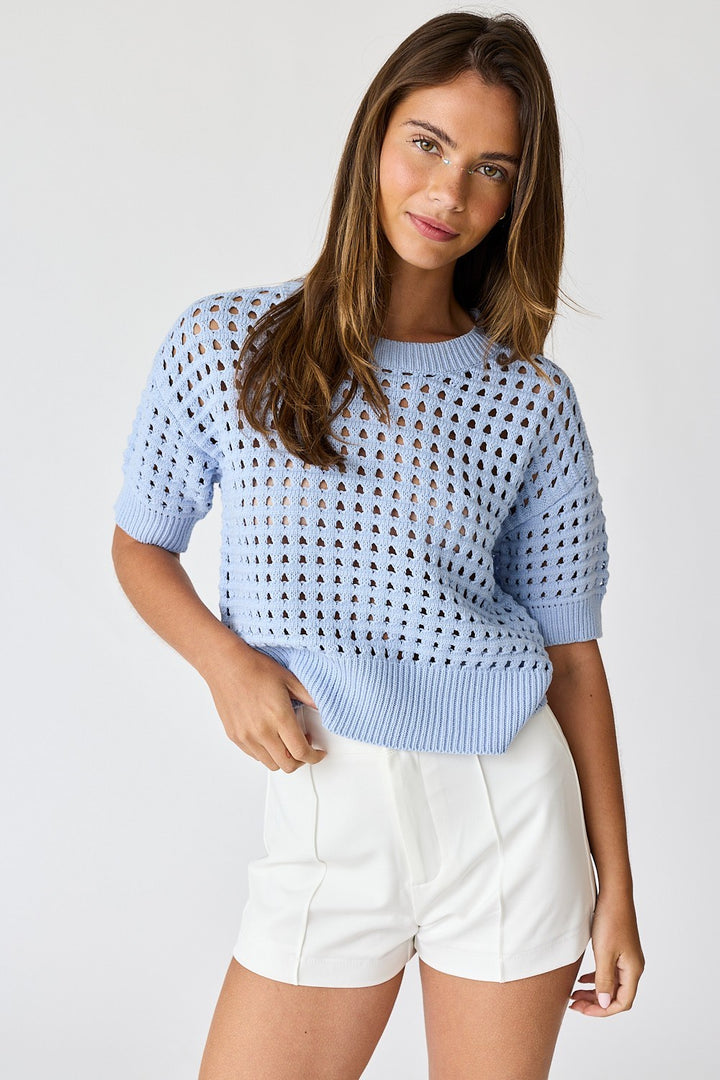 Alina Crochet Top- Blue