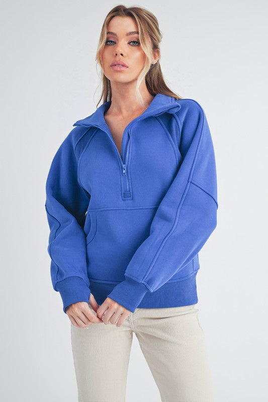 Dove Half Zip Sweatshirt - Cobalt