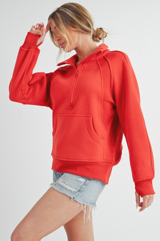 Dove Half Zip Sweatshirt - Tomato