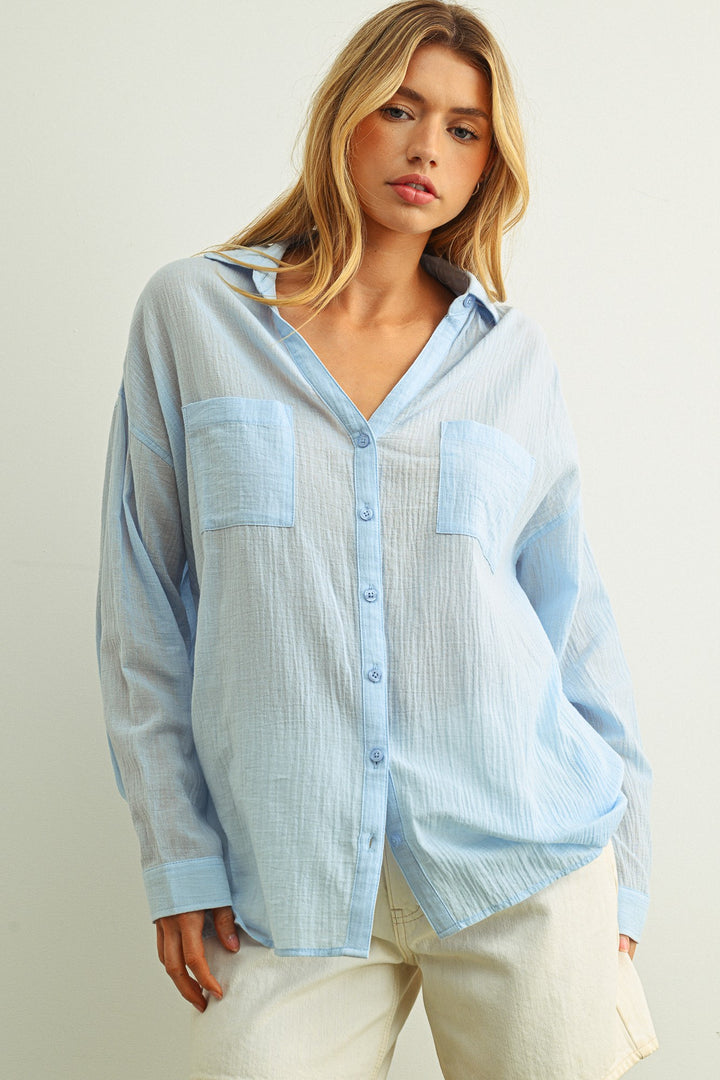 Closet Cotton Shirt- Sky Blue