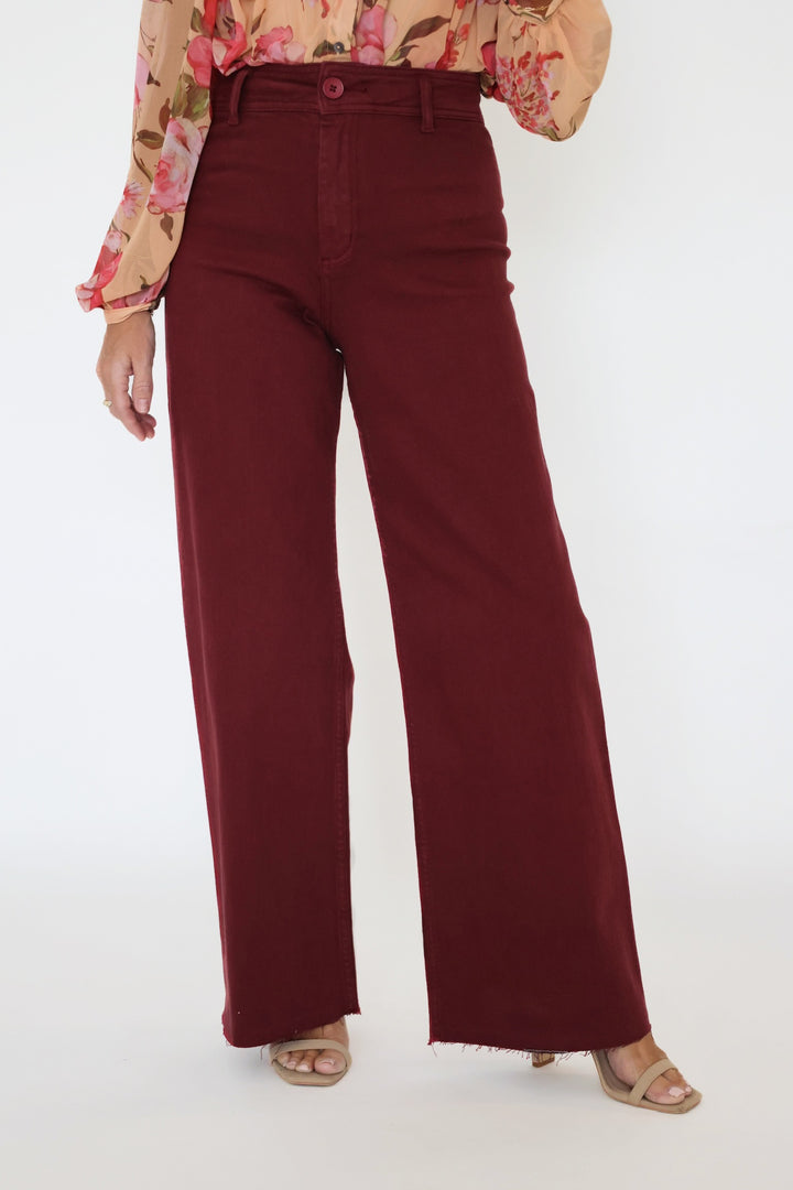 Cassidy Straight Leg Jean- Maroon