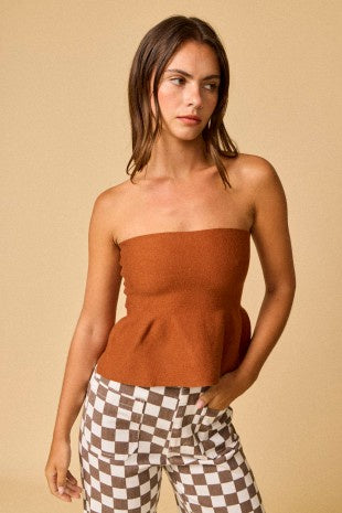 Ellie Strapless Peplum- Cafe