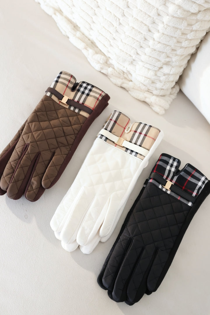 Plaid Puffer Touchscreen Gloves