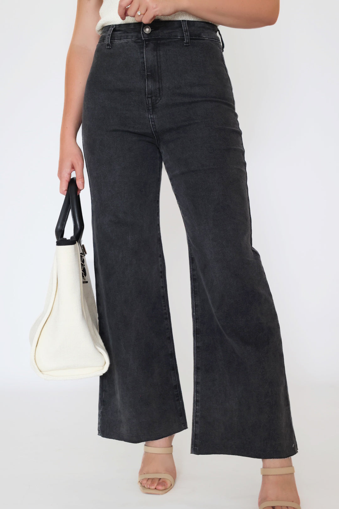 Harper Wide Leg Jean - Black Washed