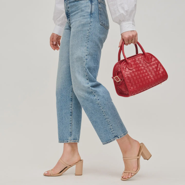 Kristie Woven Handbag- Red