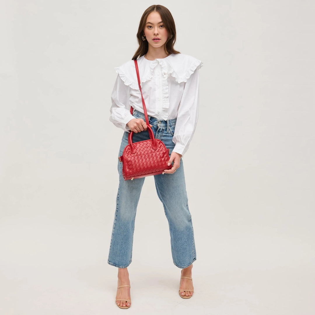 Kristie Woven Handbag- Red