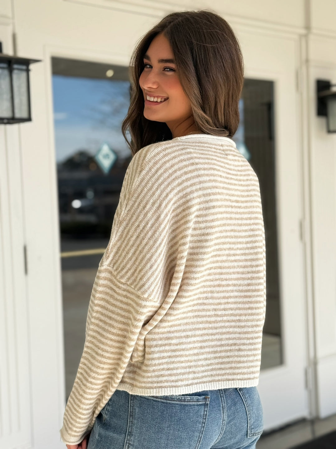 Purcell Cardigan- Khaki Stripe