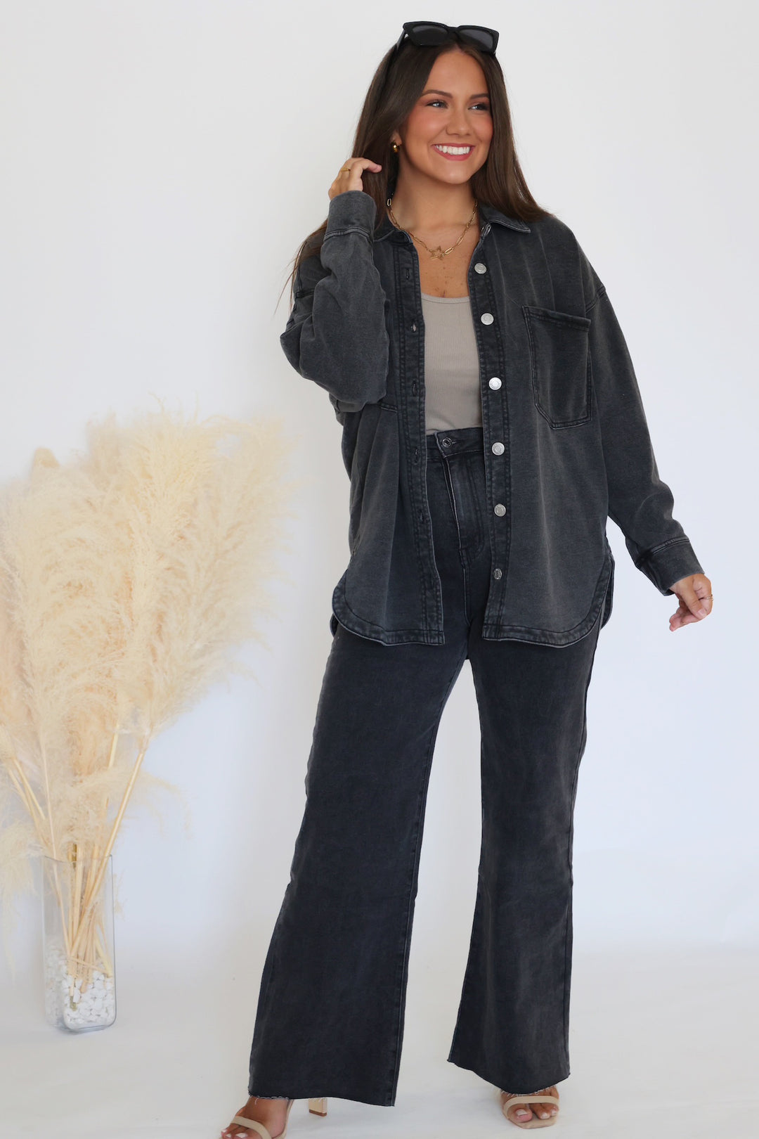 Harper Wide Leg Jean - Black Washed