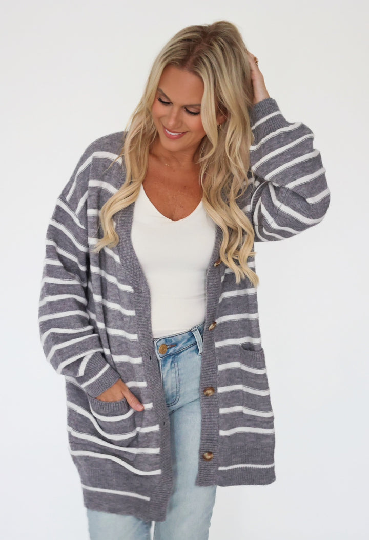 Cozy Days Cardigan - Heather Grey