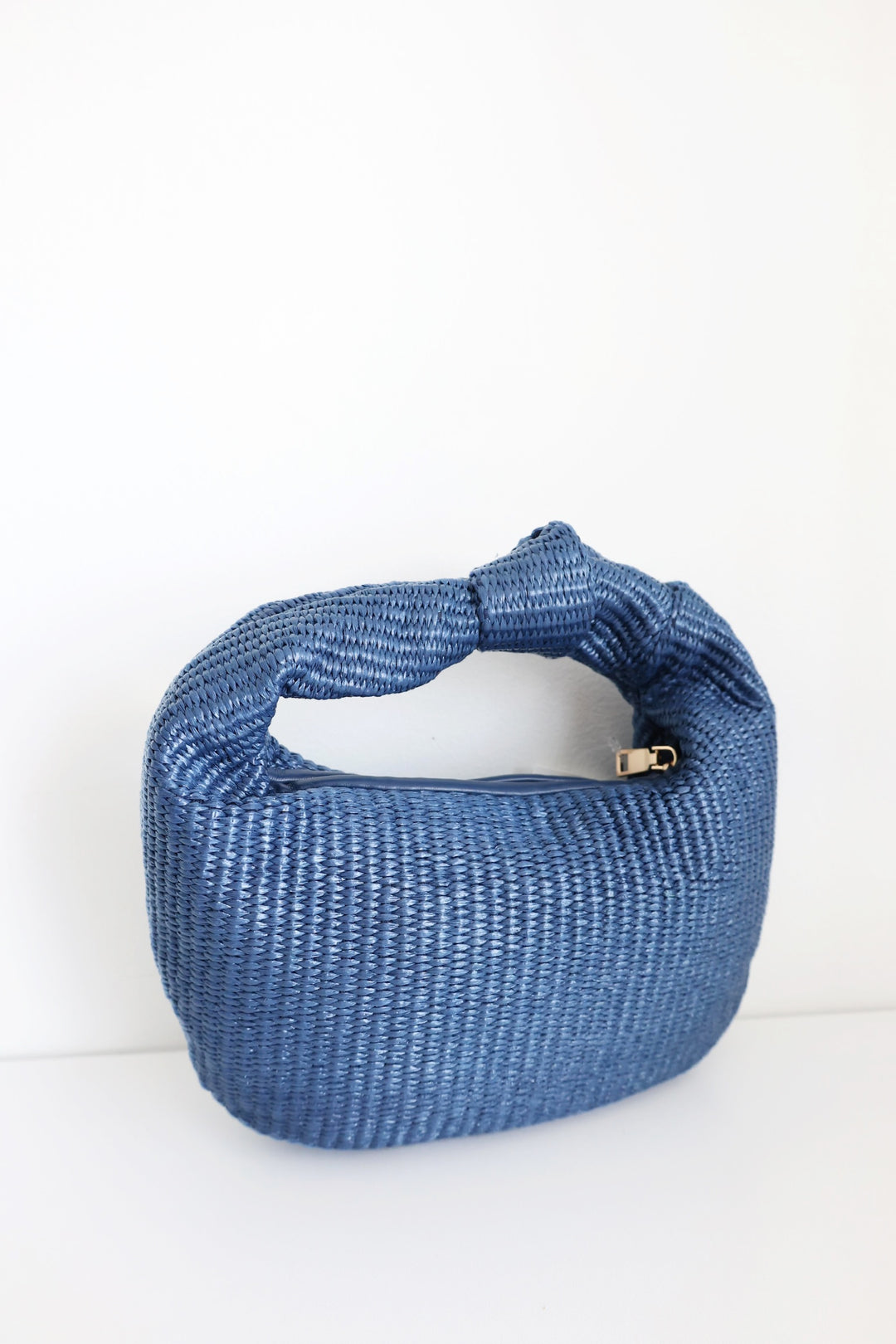 Tracy Straw Knot Clutch - Navy