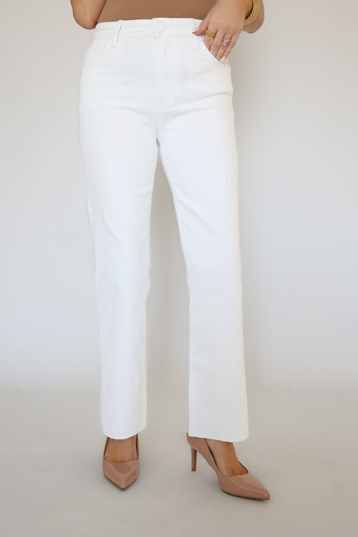 Kelsey High Rise Ankle Flare Jeans -Optic White