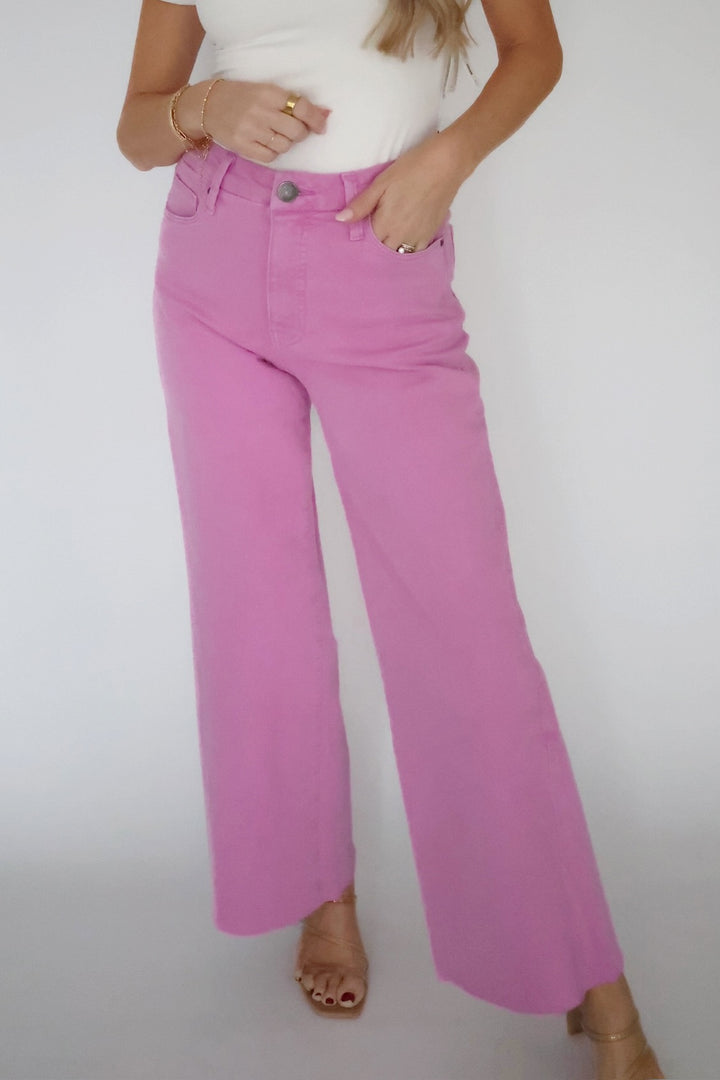 Meg High Rise Fab Ab Wide Leg Jean - Soft Orchid