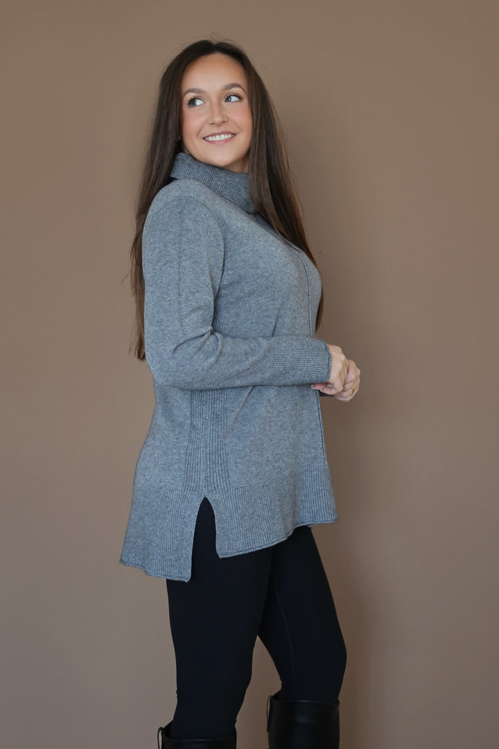 Heavenly Luxe Cowl Neck Sweater- Grey
