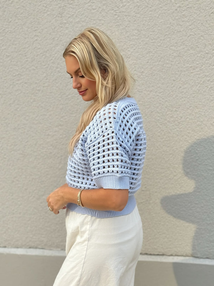 Alina Crochet Top- Blue