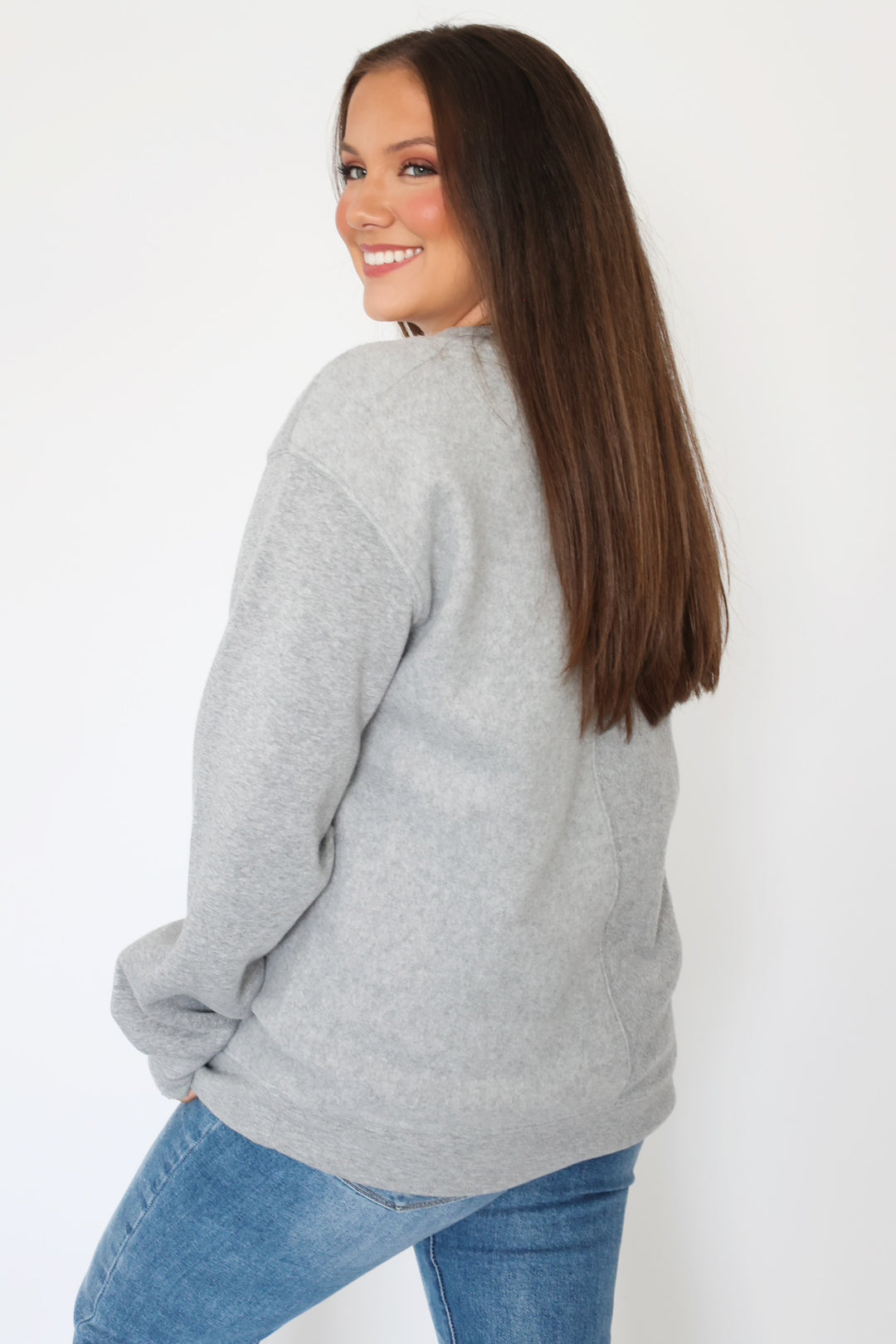 Off The Clock Cozy V-Neck Sweatshirt - Heather Grey