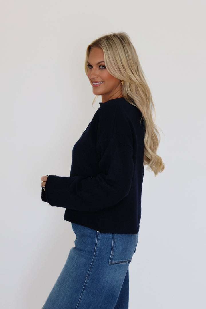 Format Sweater Cardigan- Navy