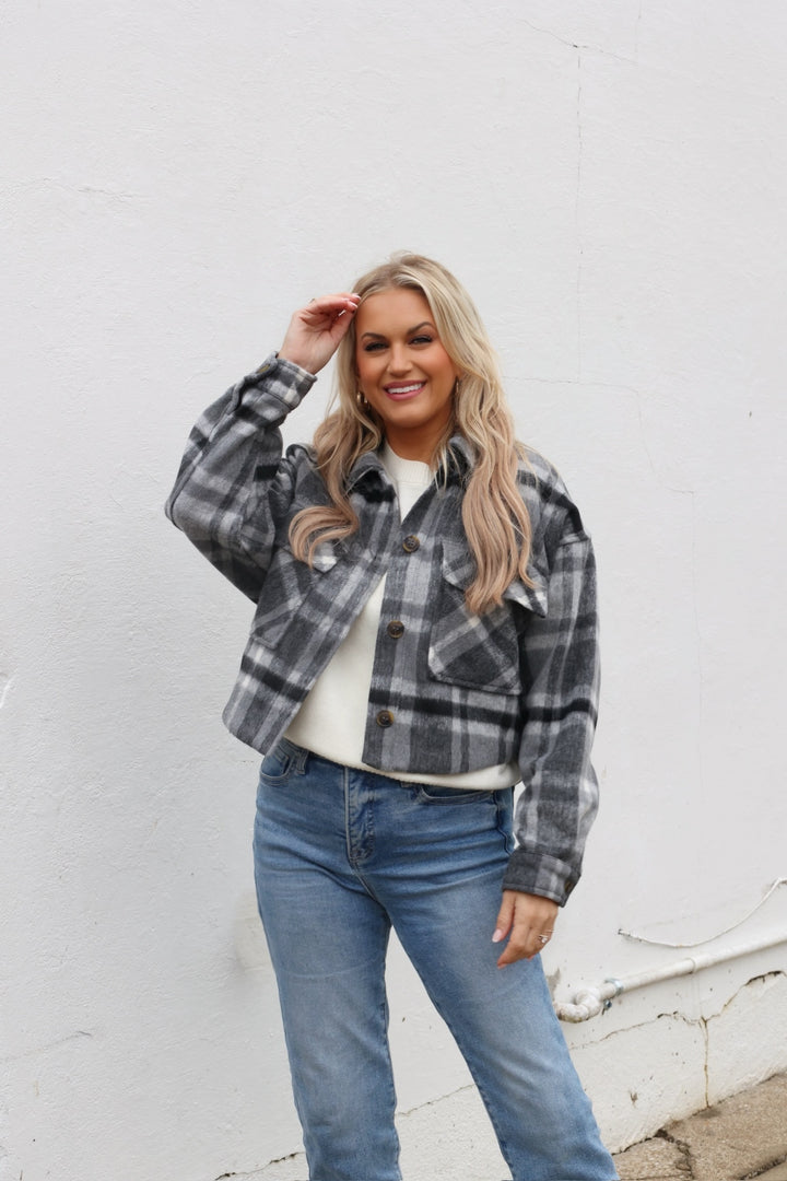 Bluff Plaid Jacket- Charcoal