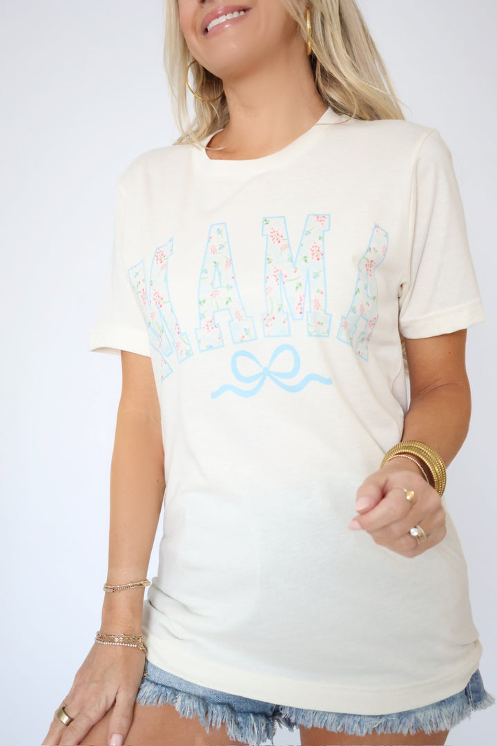 Mama Floral Bow Tee