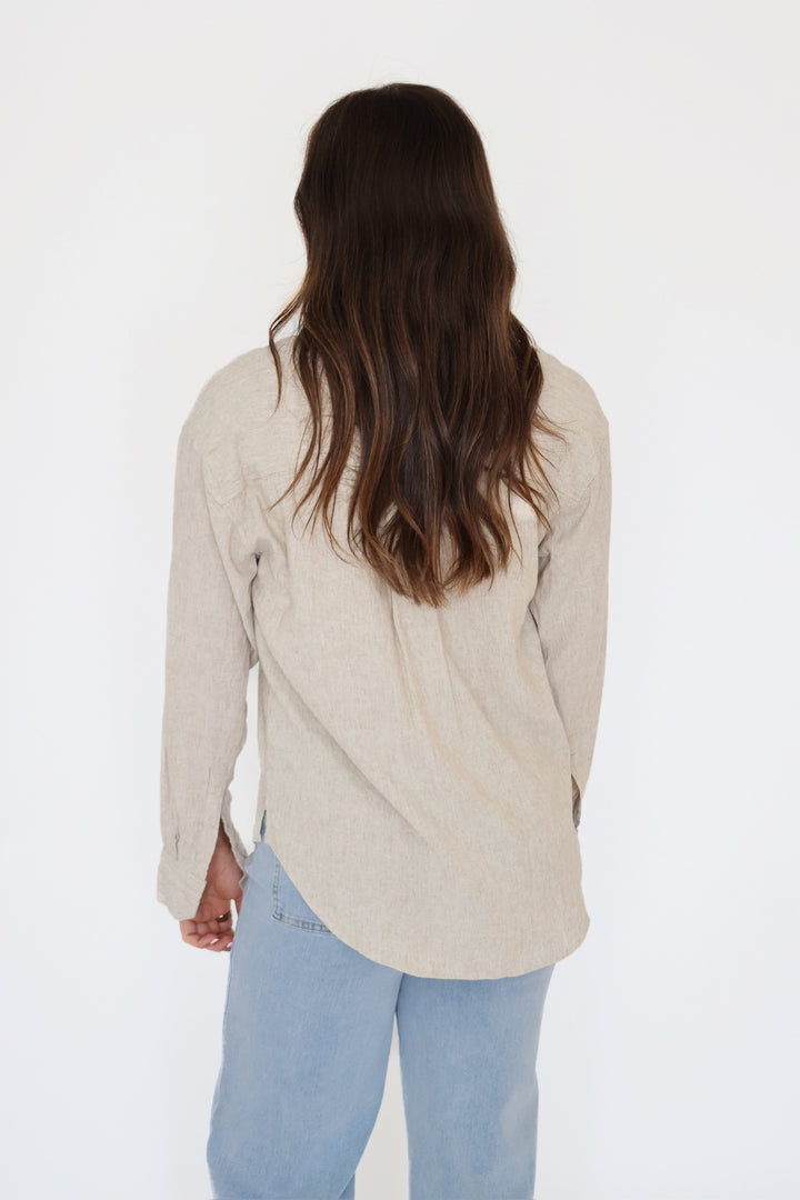 Alfie Linen Button Up - Flax