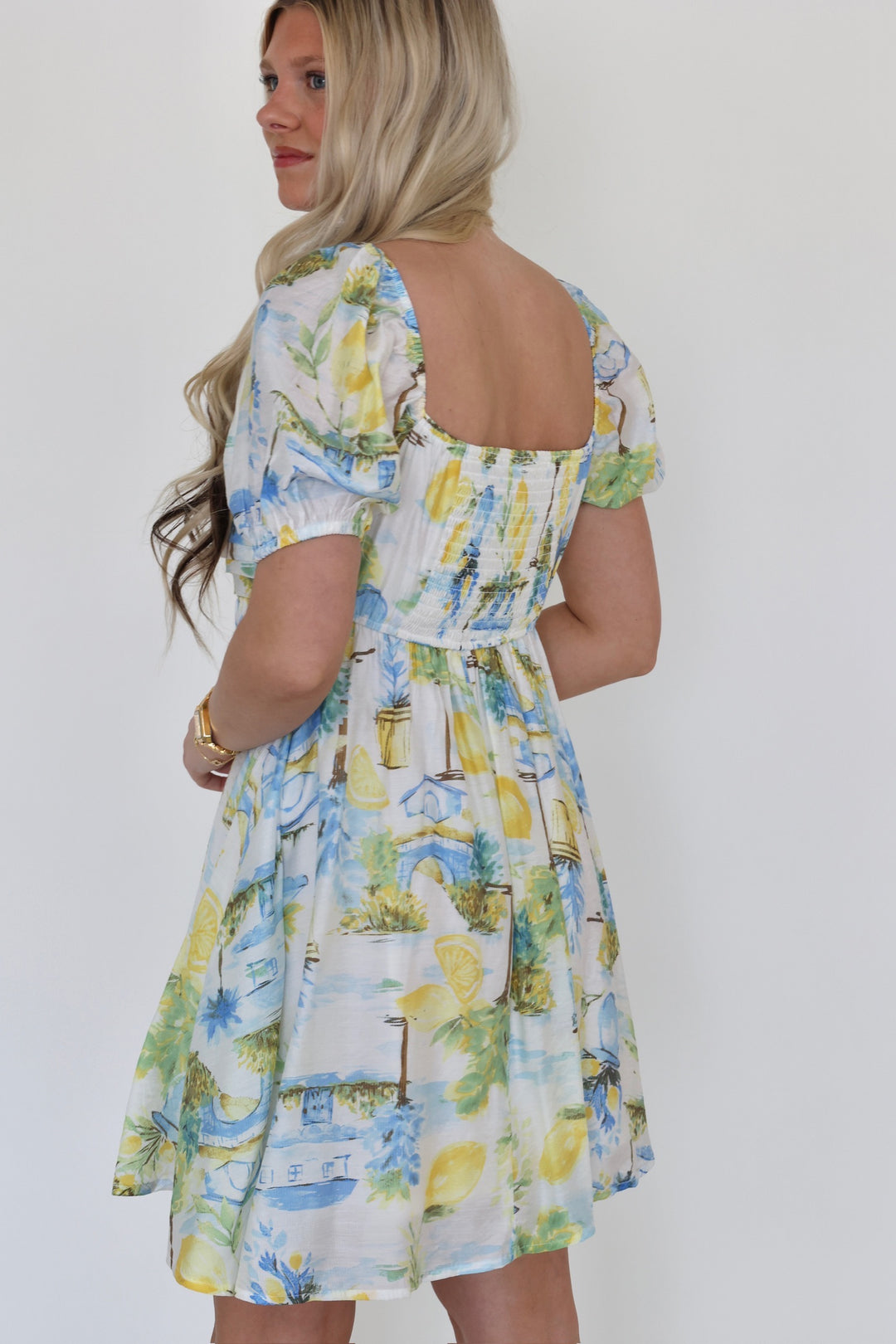 Positano Puff Sleeve Mini Dress