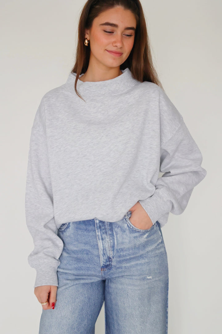 Fleece Mockneck- Grey