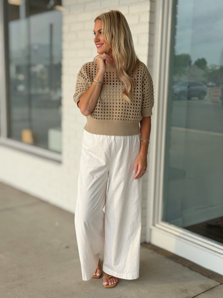Alina Crochet Top- Taupe