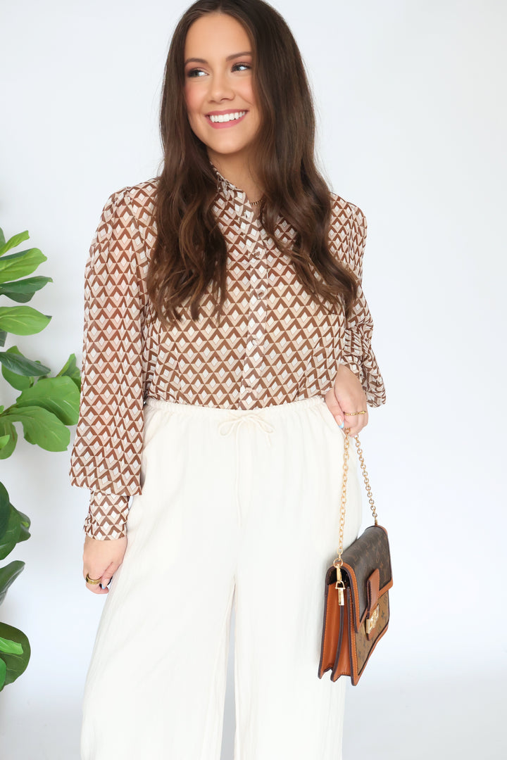 Fleetwood Blouse- Chocolate Geo- Final sale