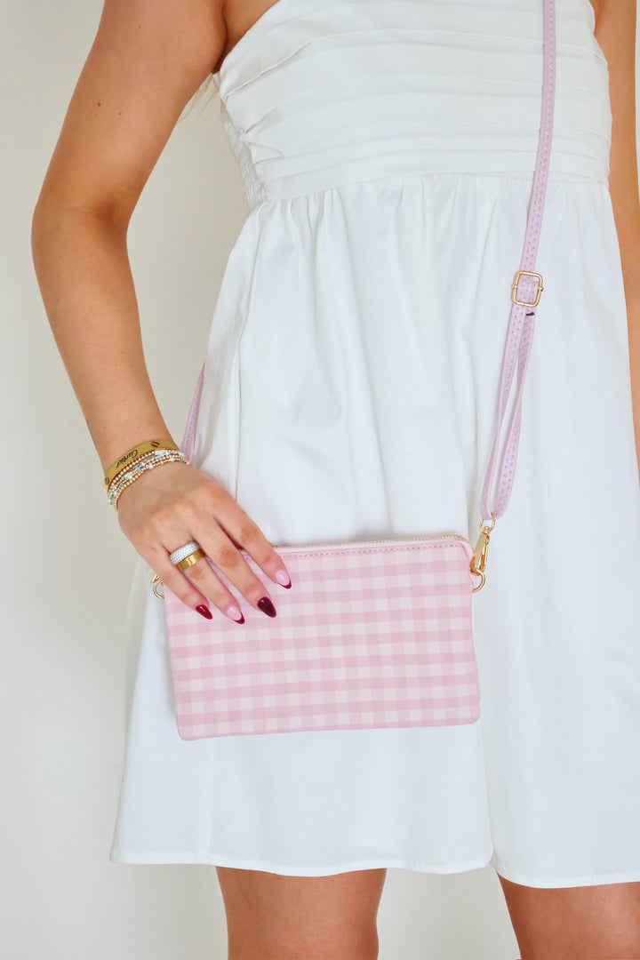 Riley Gingham Wristlet Crossbody