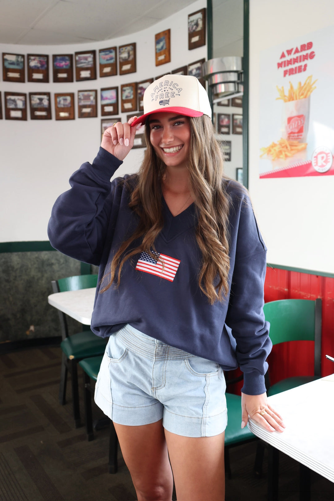 Old Glory V-Neck Sweatshirt