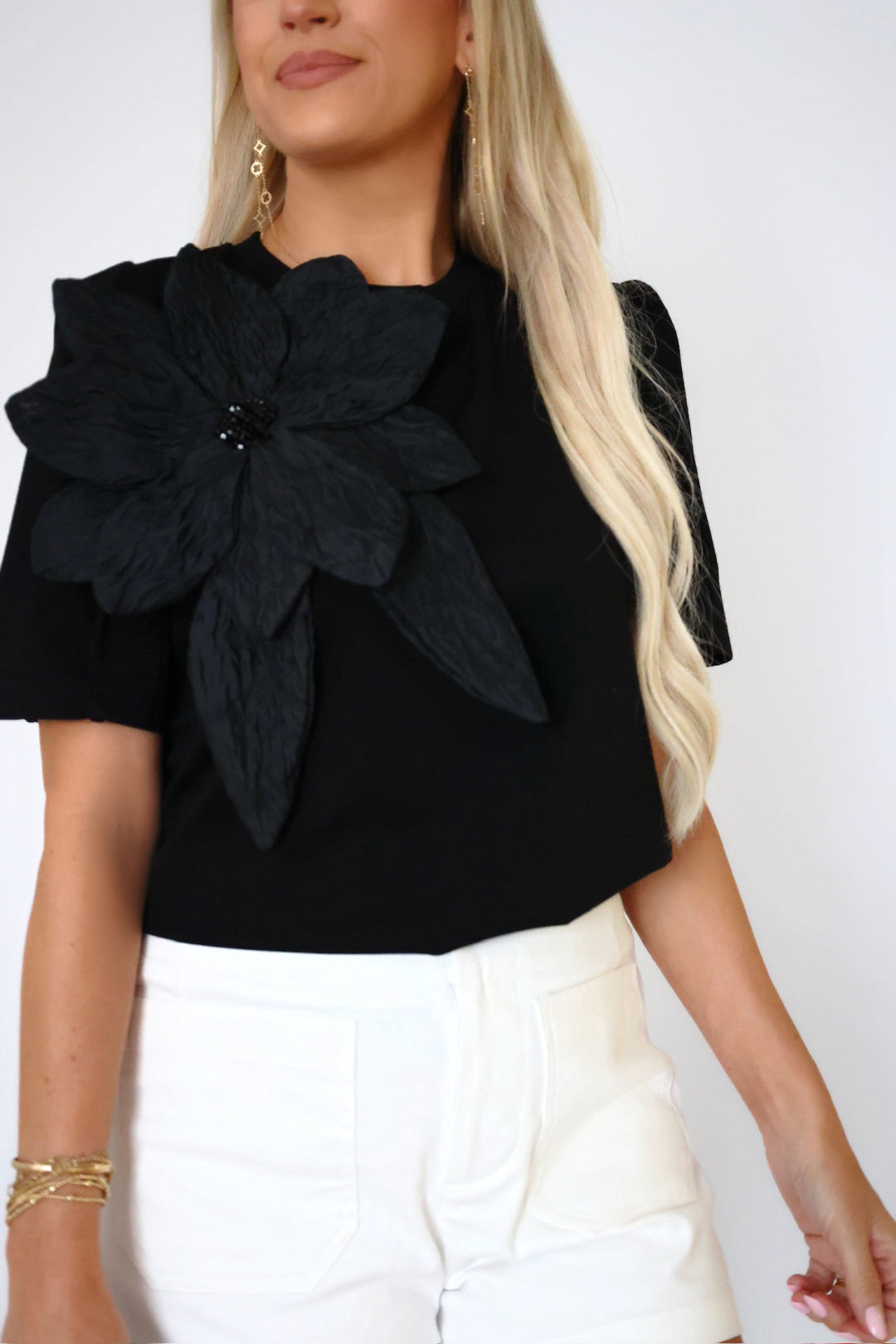 Helena Flower Top- Black