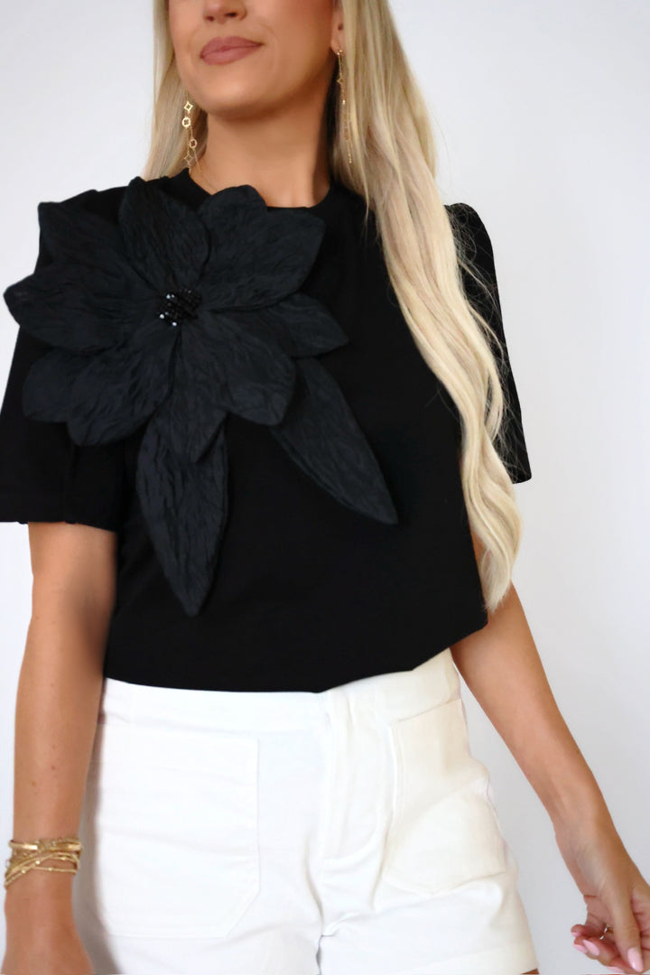 Helena Flower Top- Black