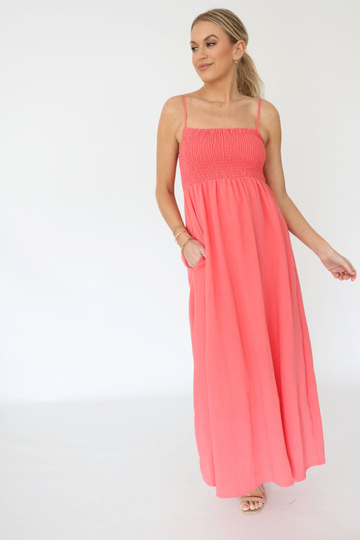 Beachside Midi Dress - Sunset Pink