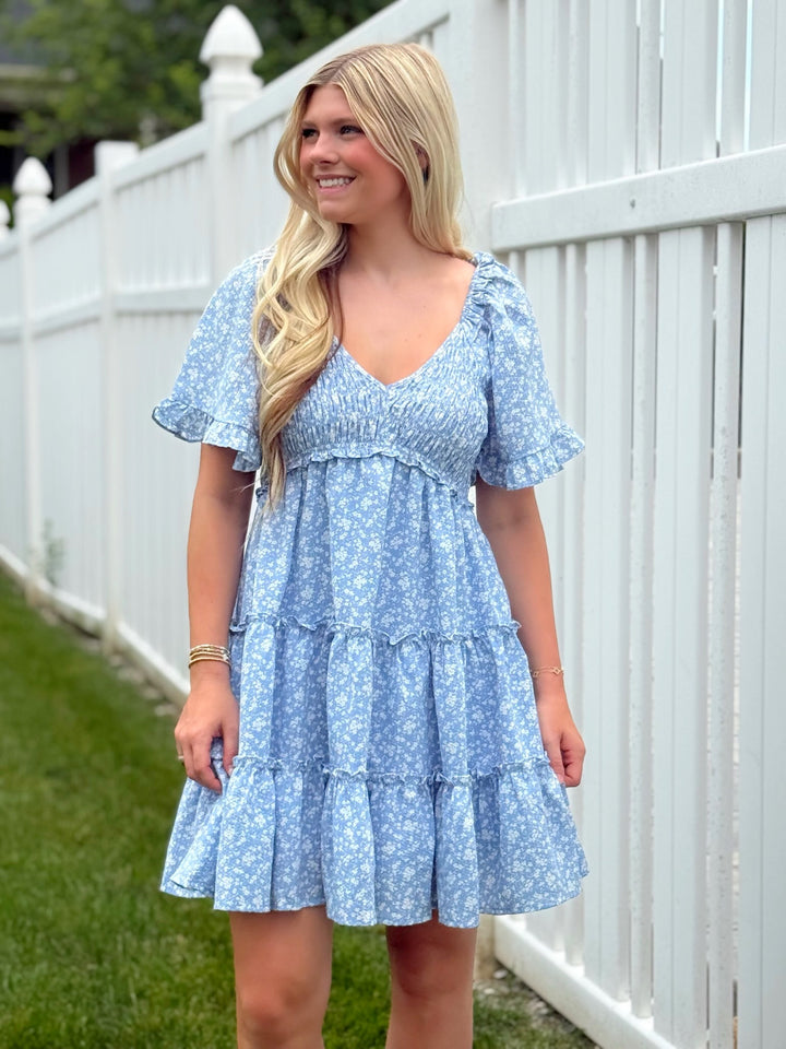 Emma Dress- Blue Floral