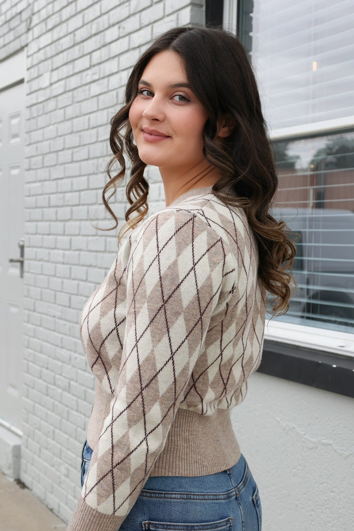Treasure Argyle Cardigan