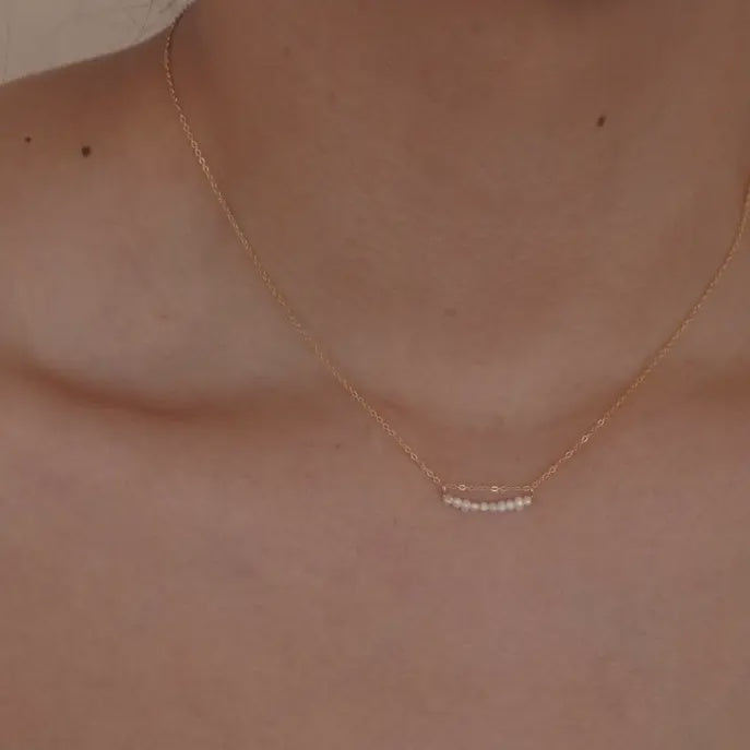 Pearl Bar Necklace- Gold Filled