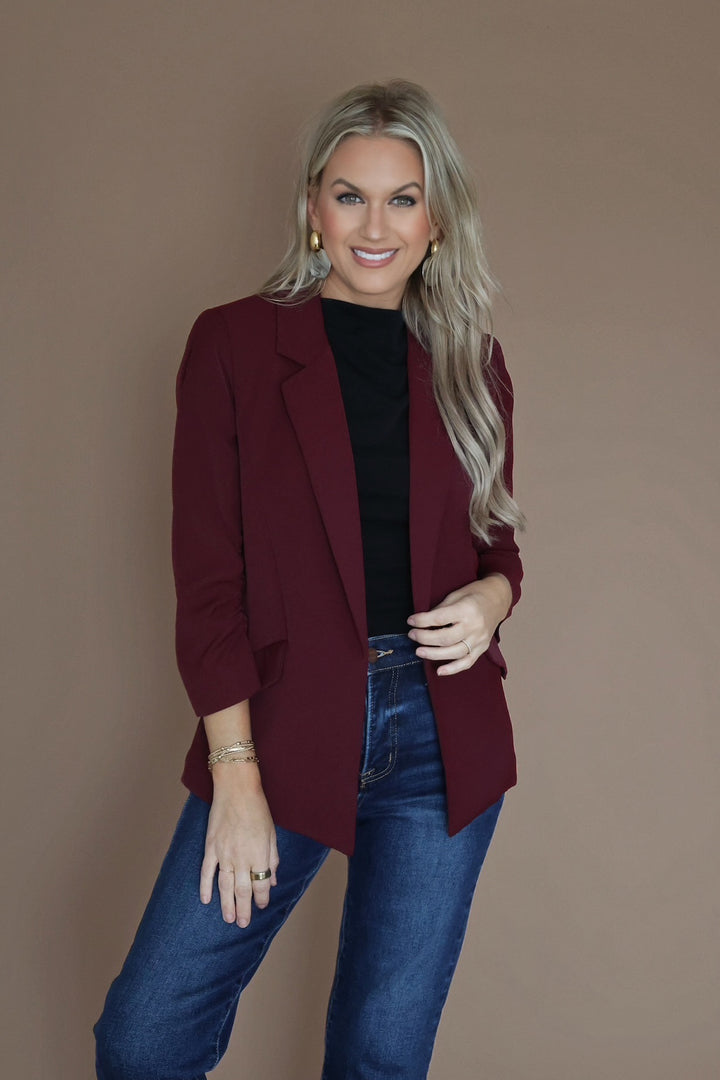 Boardroom Blazer- Burgundy