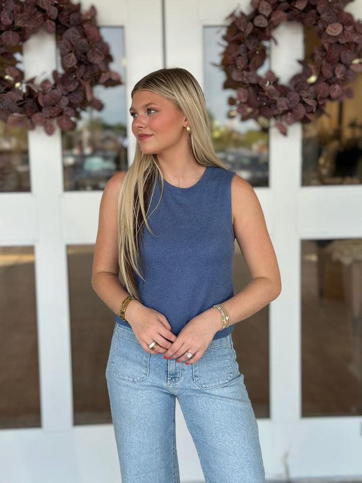 Sloane Soft Knit Tank- True Navy