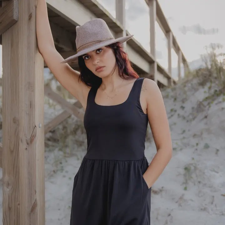 Camila Tank Romper - Black