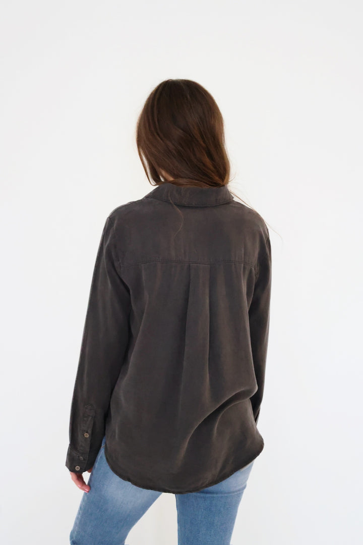 Elise Tencel Top- Charcoal