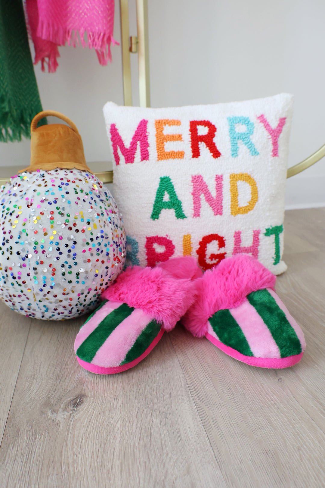 Merry And Bright Colorful Pillow