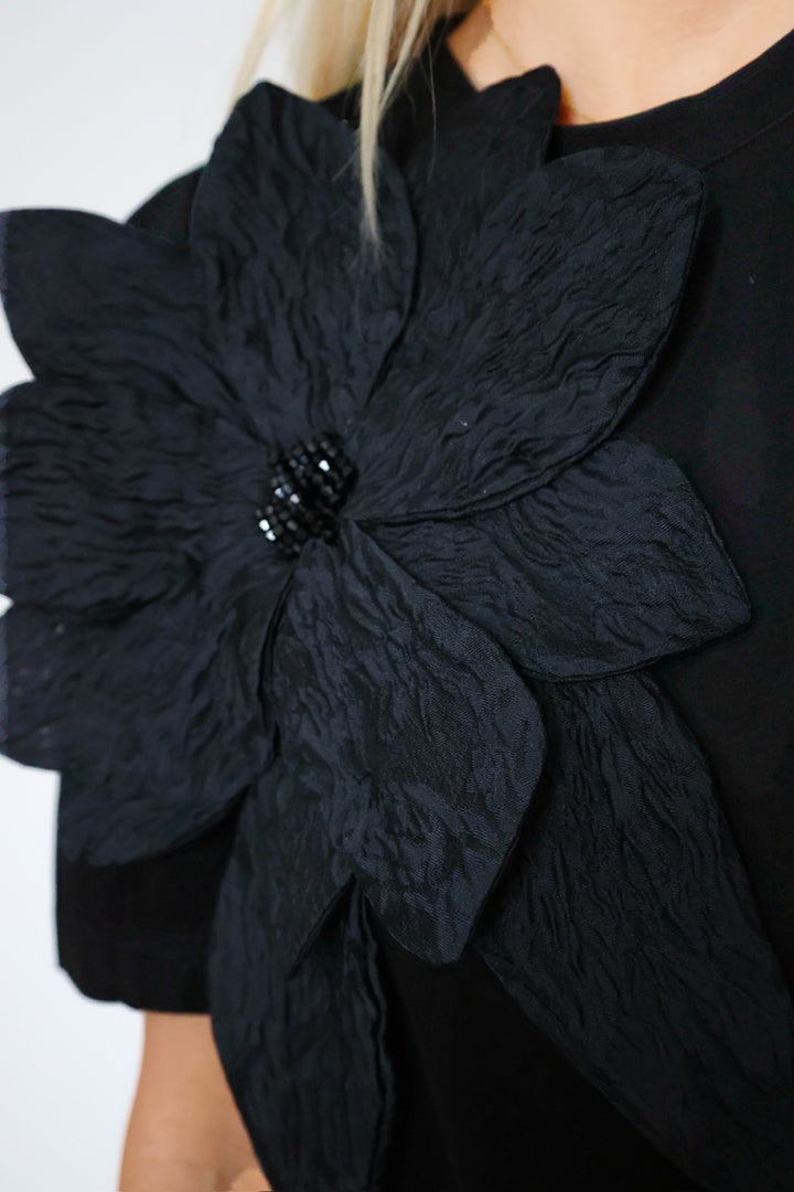 Helena Flower Top- Black