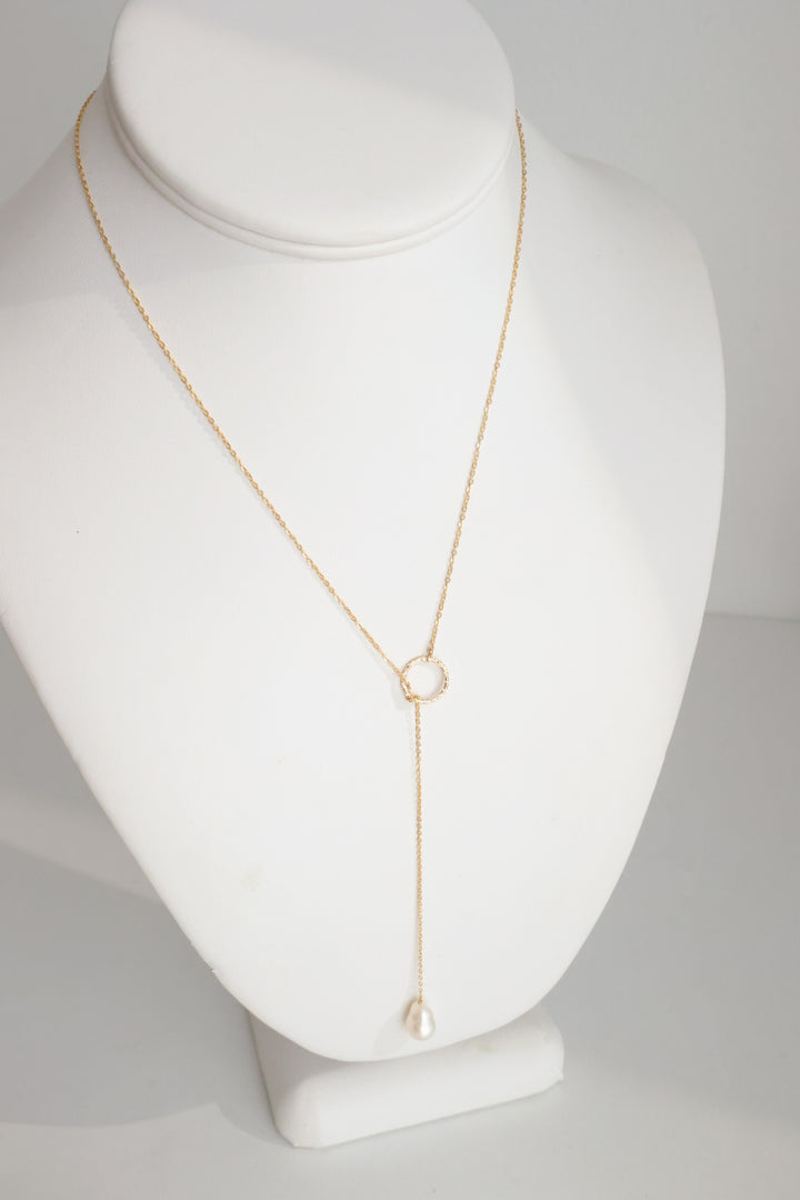 Pearl Pull-thru Necklace- Gold Filled